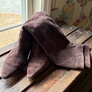 J. Crew Dark Brown Suede Heeled Boots